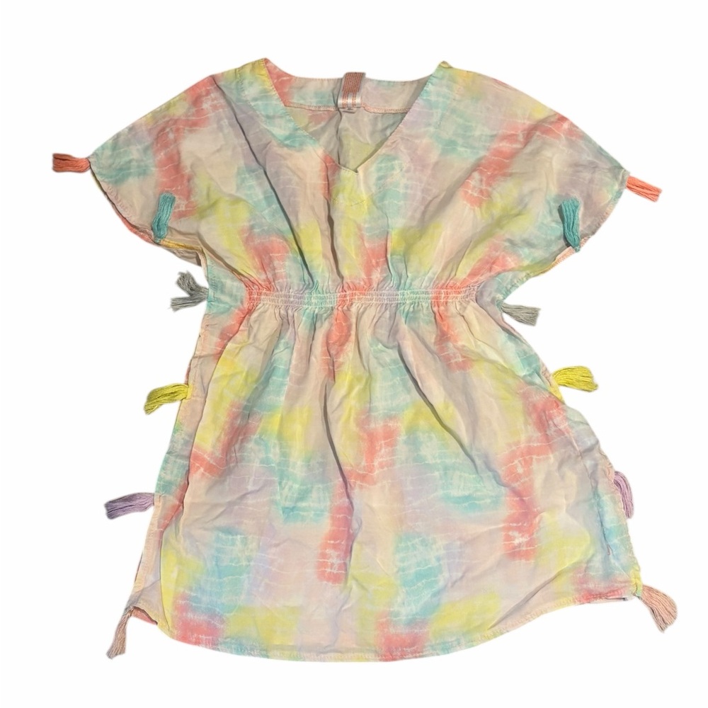 Cat & Jack Tie Dye Tassel Top Size M (7/8) Pastel Boho Lightweight